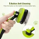 pecute Basic Retractable Pet Comb (Small, with Adhesive Beads) | Color: Green + Black image 1