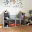 HOMCOM Kids Bookcase Shelf Storage Cabinet Unit, Living Room Sideboard w/ Six Compartments for Toys, Books - Grey image 3