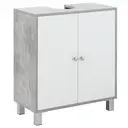 kleankin Under Sink Cabinet, Bathroom Vanity Unit, Storage Cupboard with Adjustable Shelves, White and Grey image 0