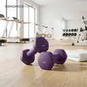 SONGMICSHOME  Haltères fitnesse, vinyle, hexagonaux 2 kg, entraînement à domicile ou salle, violet image 3