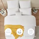 LeBonsoir Parure de lit brossée avec 1 housse de couette 200 x 200 cm et 2 taies d’oreiller 65 x 65 cm, avec fermeture éclair - Blanc image 4