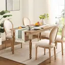 INPROB Tapis de table Boho 5 pièces, tapis de table et set de table, décoration de centre de table pour salle à manger et cuisine, style rustique fermier, petit tapis de table basse en macramé, pour commode, chemise, décoration intérieure, 12x72 inch*1,12.5*16.5inch*4, Vert olive et Ivoire image 4