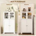 kleankin Bathroom Floor Cabinet, Freestanding Kitchen Cupboard with 2 Drawers, Adjustable Shelves and Tempered Glass Door, Wooden  Storage Unit for Living Room Kitchen Hallway image 3