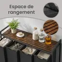 JOYFURNOS Panier à Linge Coulissant avec Sac Amovible, 160 L – Trieur de Linge à Cadre Métallique avec Étagère, Noir Encre et Marron Rustique, 115,6 x 33 x 72,5 cm image 6