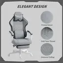 HOMCOM Ergonomic High Back Gaming Chair for Adults, Printed Velvet Computer Recliner Chair with Footrest, Lumbar Support, Adjustable Height and 360° Swivel Seat for Office or Gaming, Grey image 3