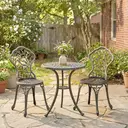 Outsunny 3 Pcs Aluminium Bistro Set Garden Furniture Dining Table Chairs Outdoor Seat Patio Seater Brown image 7