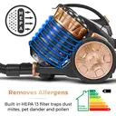 Tower Multi-Cyclonic Bagless Cylinder Vacuum Cleaner with Pet Tool, 700W, 2L Capacity, HEPA Filter - Rose Blush Gold, T102000BLGPETS image 4