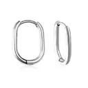 Stainless Steel Oval Huggie Earrings – U-Shaped Geometric Hoops, Hypoallergenic Silver Tone Ear Buckles (17mm) image 8