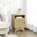 HOMCOM Bedside Table Rattan 1 Door Oak Effect image 2