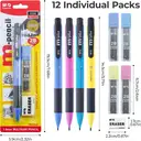 M&G Mechanical Pencil Set, 1.8 mm Lead Holder, 12 Pack Drafting Pencils with 12 Tube 2B Lead Refills and 12 Erasers, Drawing and Sketching Pencils for School and Office image 3