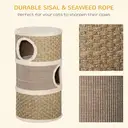PawHut Cat Scratching Barrel Kitten Tree Tower for Indoor Cats Pet Furniture Climbing Frame Covered with Sisal and Seaweed Rope Cozy Platform Soft Plush image 2