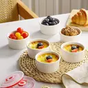 Dafuceramic Ramekins with Lids 8 oz White Creme Brulee Ramekins Ceramic Oven Safe Pudding Cups, Set of 6 Porcelain Custard for Baking Dishwasher and Microwave safe image 2