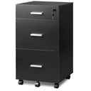 DEVAISE 3 Drawer Filing Cabinet, Lockable File Cabinet, Under Desk Drawers with Storage, Wood Fits Letter / A4 Size for Home Office, Black image 0