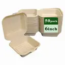 Ruibamboo disposable bamboo fiber clamshell 6 inches
50pack image 0