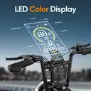 URLIFE Vélo électrique pour adultes et adolescents, Pneus larges 16" x 3,0, Batterie amovible 48 V 13 Ah, Moteur sans balais 250 W, Autonomie de 100 km, Double suspension, Écran LCD, Protège-mains, Éclairage avant et boîte de rangement Noir image 6