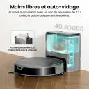 Lefant M350 Max Aspirateur robot, puissance d'aspiration de 10 000 Pa, station de vidage automatique pour 40 jours, Wi-Fi 2,4 G, compatible avec l'application, Alexa et Google Assistant, intelligent pour la maison, gris, navigation par cartographie laser ToF image 3