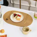 PP Placemats Set of 6 for Dining Table，PP oval placemat BL straw yellow，Washable Woven Vinyl Non-Slip 18x12 inches Placemat Heat-Resistant Durable Table Mats for Dining Table Easy to Clean image 2