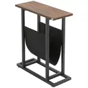 HOMCOM Table d'appoint bout de canapé table d'entrée avec porte-revues strucuture en acier design industriel - 49 x 19 x 55 cm noir marron foncé image 0
