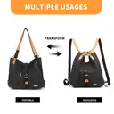 Kono Canvas Convertible Shoulder Bag, Large Capacity 2-in-1  Tote with Backpack Straps for Work, Travel and School Black image 1