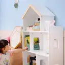 ZONEKIZ Toy Storage Shelf, 3 Tier Children Bookcase, Kids Bookshelf with Six Cubes, for Playroom, Nursery, Bedroom, Kids Room - White image 3