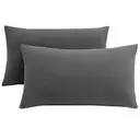 LeBonsoir Basics 50x75cm Pillowcases Set of 2， Super Soft Easy Care Microfiber，Envelope Closure， Dark Gray， Pillows Not Included image 1