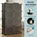 SONGMICSHOME  Shoe Storage Unit with 8 Compartments, Adjustable Hallway Shelf, Cabinet for up to 32 Pairs, Black-Transparent image 5