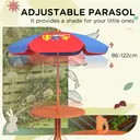Outsunny Kids Bistro Set Children Table and Chair Set Garden Furniture Cowboy Themed 4 Pieces w/ Adjustable Parasol, Foldable Chairs for 2-5 Years – Blue and Red image 6