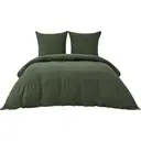 Bedsure Parure de lit effet coton lavé 100 % polyester vert - 1 housse 155 x 220 cm et 2 taies 80 x 80 cm image 3