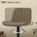 HOMCOM Bar Stools Set of 2, Height Adjustable Swivel Barstools with Backrest and Footrest, Modern Linen Upholstered Armless Bar Chairs for Kitchen, Breakfast Counter, Brown image 5