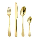 FangYuan Set de 4 couverts classiques en acier inoxydable compatible lave-vaisselle - Or image 2