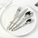 FangYuan Ensemble de 16 couverts en acier inoxydable compatible lave-vaisselle - Manche effet marbre image 8