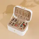 JORDAN&JUDY 2-Tier White Jewelry Organizer Box for Earrings， Rings， and Necklaces, New Year Sale , Top gift picks image 2