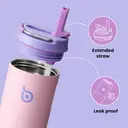 Bottle Bottle Stainless Steel Insulated Sports Water Bottle 700ml with Straw, Lid, and Handle (Peach) image 4