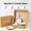 Redchef Gemstone Aluminum II Series 3-Piece Ceramic Frying Pan Set, Green Exterior & Brown Interior image 5