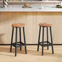 HOMCOM Bar Stools Set of 2, Industrial Breakfast Bar Stools with Footrest, Round Barstools, for Kitchen, Dining Room, Living Room, Brown image 1