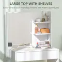 HOMCOM Dressing Table with Mirror, Modern Vanity Desk with Drawer and 3 Open Shelves, Makeup Desk for Bedroom, White image 4