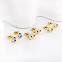 3-Pair Set Geometric Crystal & Evil Eye Stud Earrings, 18k PVD Gold Plated Stainless Steel Mixed Shape Earrings image 3