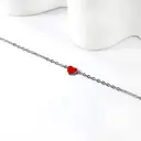 Red Heart Pendant Bracelet, Stainless Steel Silver Tone, 17+3cm Romantic Jewelry image 3