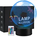 Vivreal 3D LED Illusion Football Night Light with Remote 16 Color with Acrylic Flat & ABS Base & USB Charger, New Year Sale , Top gift picks image 0