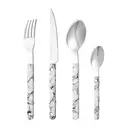 FangYuan Set de 4 couverts en acier inoxydable compatible lave-vaisselle - Manche effet marbre image 2