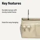 ANQI Bedside Caddy Hanging Storage Organizer, 4.72 x 14.57 x 7.87 in, Linen, Dark Grey image 4