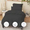 LeBonsoir Parure de lit brossée avec 1 housse de couette 155 x 220 cm et 2 taies d’oreiller 80 x 80 cm, avec fermeture éclair - Gris foncé image 4