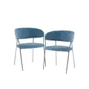 Interiors by Premier Dining Chair Tamzin Panelled Velvet Sky Blue/Chrome 2pcs image 1
