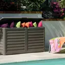 EDA BAYA Coffre de rangement de jardin en bois gris anthracite 420 L - 117,3 x 54,8 x 65,3 cm image 1