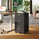 DEVAISE 3 Drawer Filing Cabinet, Lockable File Cabinet, Under Desk Drawers with Storage, Wood Fits Letter / A4 Size for Home Office, Black image 1