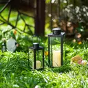 Lanterne décorative à suspendre en métal et verre noir - 24 cm image 5