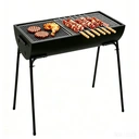 Großer Holzkohlegrill, 70 cm hoch, tragbarer BBQ-Grill mit 59,5 x 29 cm Grillfläche, einfacher Outdoor-Grill für Terrasse, Garten, Hinterhof, Camping & Picknick image 0