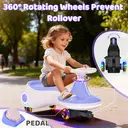Neuleb Voiture électrique 12 V avec pédale, batterie rechargeable, trottinette 2-en-1, 3 vitesses, vitesse max. 5 km/h, anti-basculement, haut-parleur musical et roues lumineuses, charge max. 72 kg, cadeau pour enfants dès 3 ans, Purplr image 3