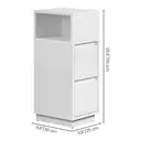 Ochama Set Of 2 Slim Cloud White Nightstands, 25x30x65cm Narrow Side Tables With Drawers & Flexible Compartment, Modern Small End Tables For Bedroom Or Living Room image 2