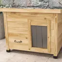 PawHut Maison pour chats niche d'extérieur en bois surélevée avec toit asphalte, porte avec rideau, fenêtre, 57 x 45 x 43 cm jaune image 6